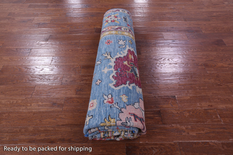 9' Square Handmade Turkish Oushak Wool Rug - Q13318