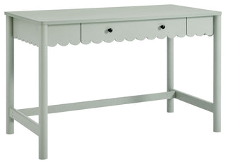 Emmeline 1-Drawer Scallop Writing Desk, Sage