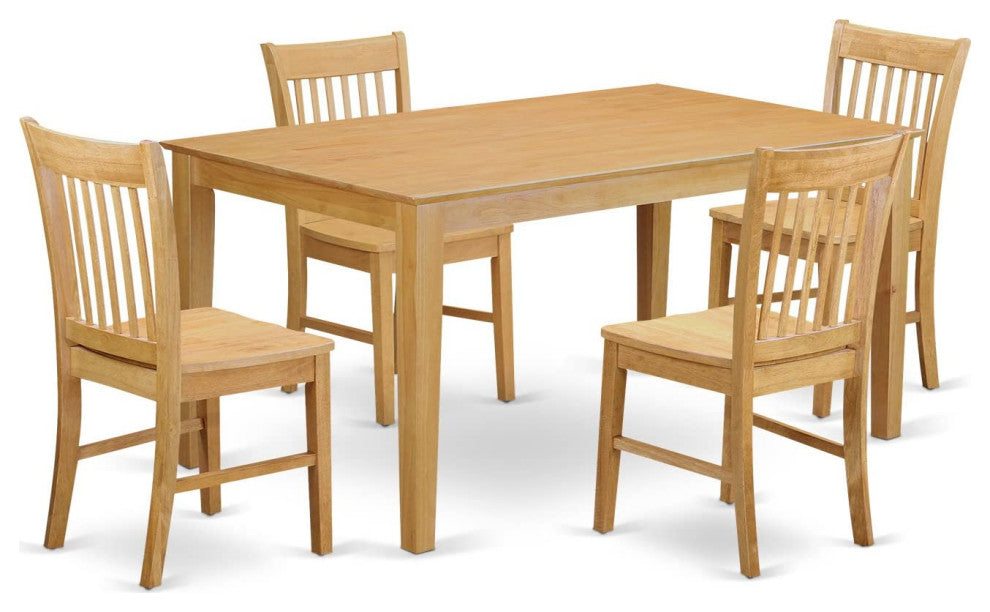 Rectangular Dinette Set 5 Piece - Wooden Chairs Seat