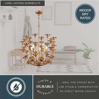 Camellia 5-Light Gold Flower Pendant Ceiling Chandelier Dining Room Fixture