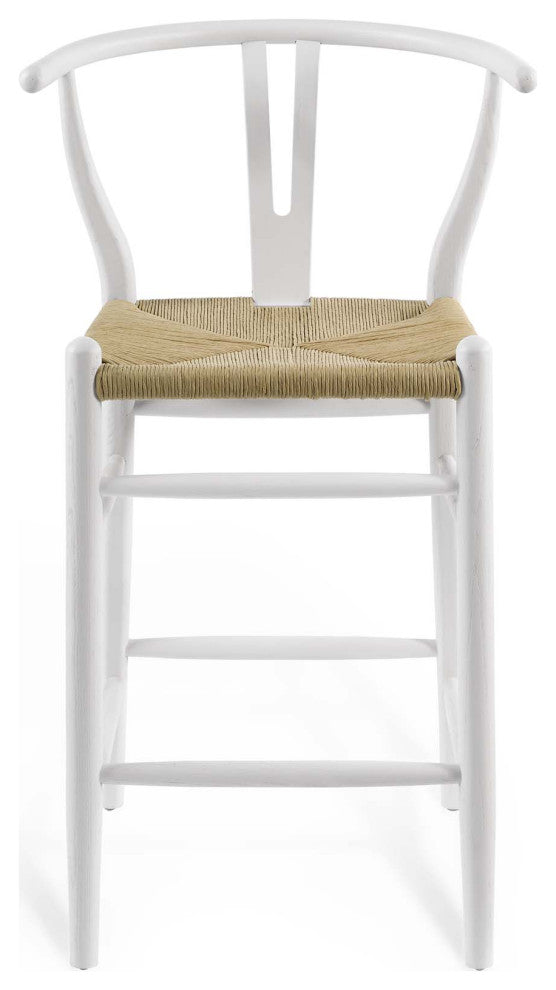 Counter Stool Chair, Wood, White, Modern, Bar Cafe Bistro Restaurant Hospitality