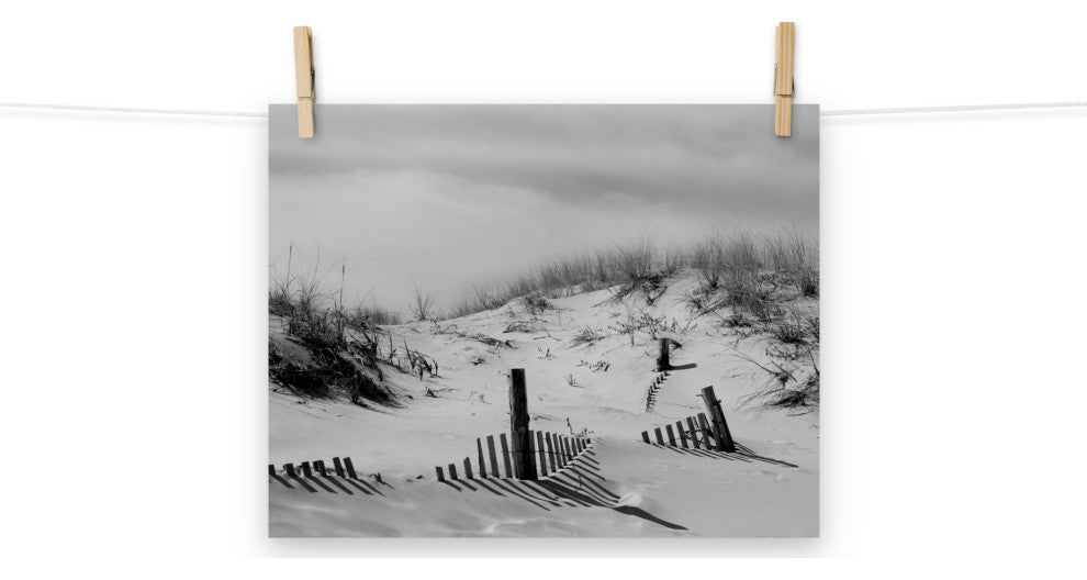 Buried Fences Landscape Photo, Black & White Unframed Wall Art Print, 11" X 14"