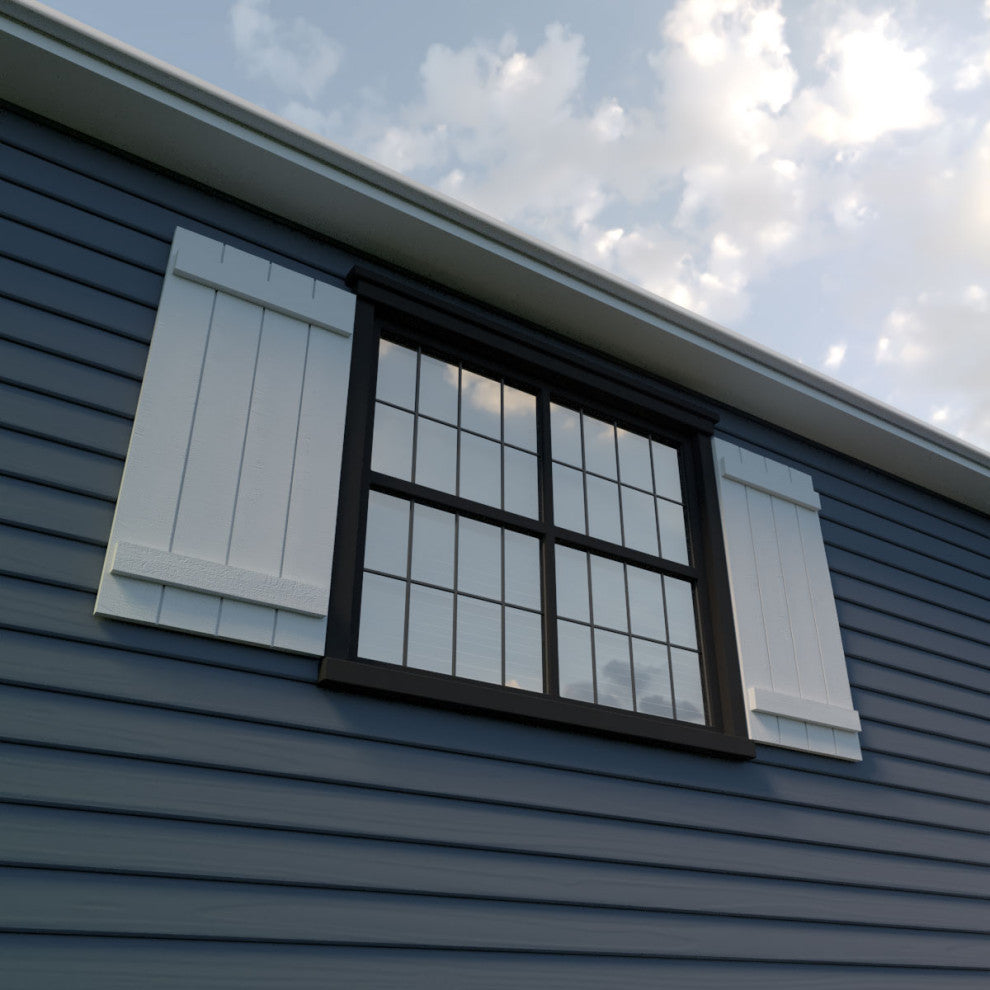 Rustic 4 Board Joined B-N-B Faux Wood Shutters, Rough Cedar, 22x36"