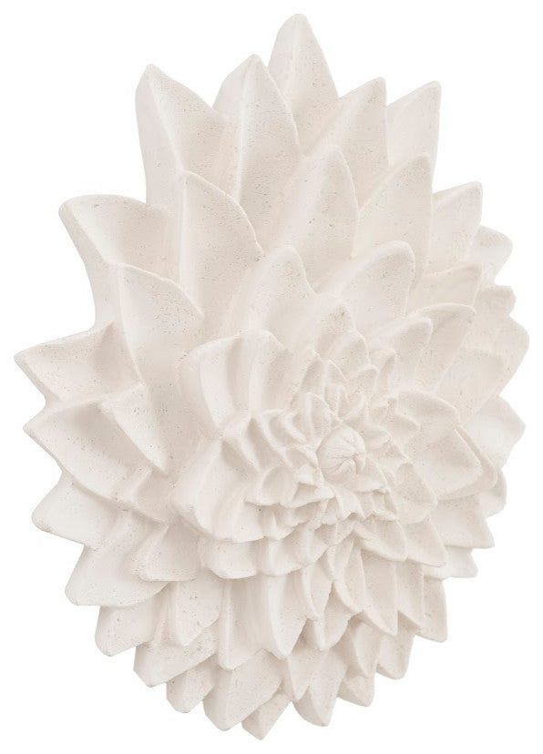 Dahlia Flower Wall Art, White Stone