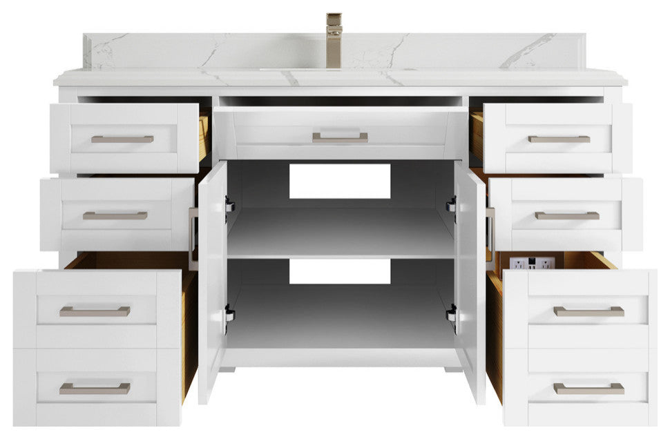 Cambridge 60 Single Bathroom Vanity in White 1.5" Calacatta Laza