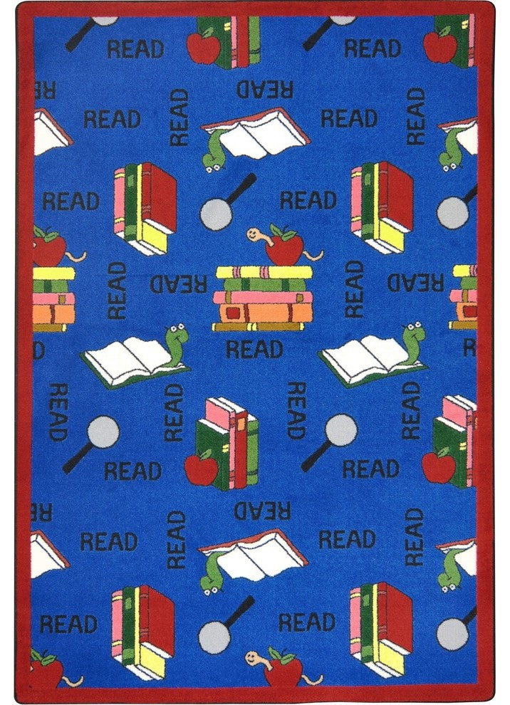 Kid Essentials Rug, Bookworm, 7'8"x10'9", Blue