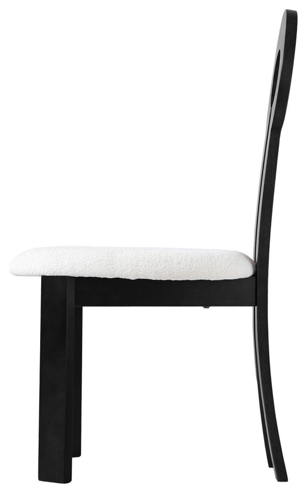 GDF Studio Vintage Armless Rubber Solid Wood Dining Chair, Set of 2, Black/White