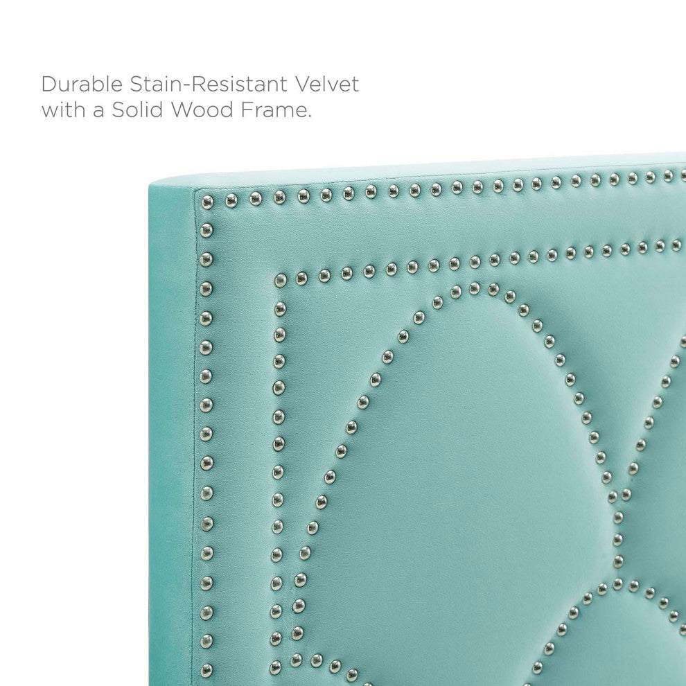 Greta Performance Velvet Twin Headboard, Mint
