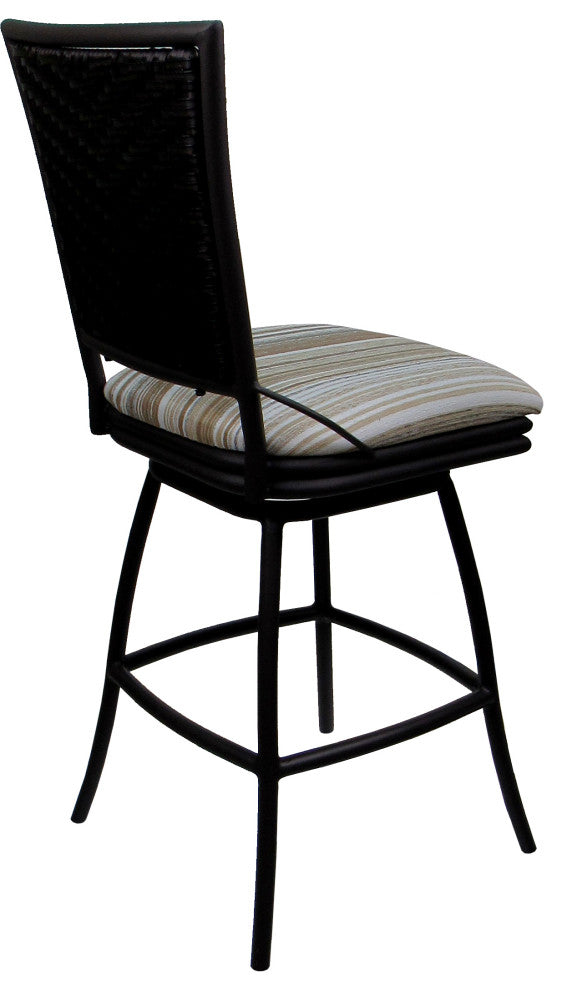 Outdoor Patio Swivel Counter Bar Stool Extra Tall without Arms - Erin, Driftwood Whitelinen - Black, 26"
