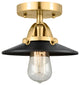 Innovations 288-1C-SG-M6-BK-LED Railroad 1 Light Semi-Flush Mount, Satin Gold