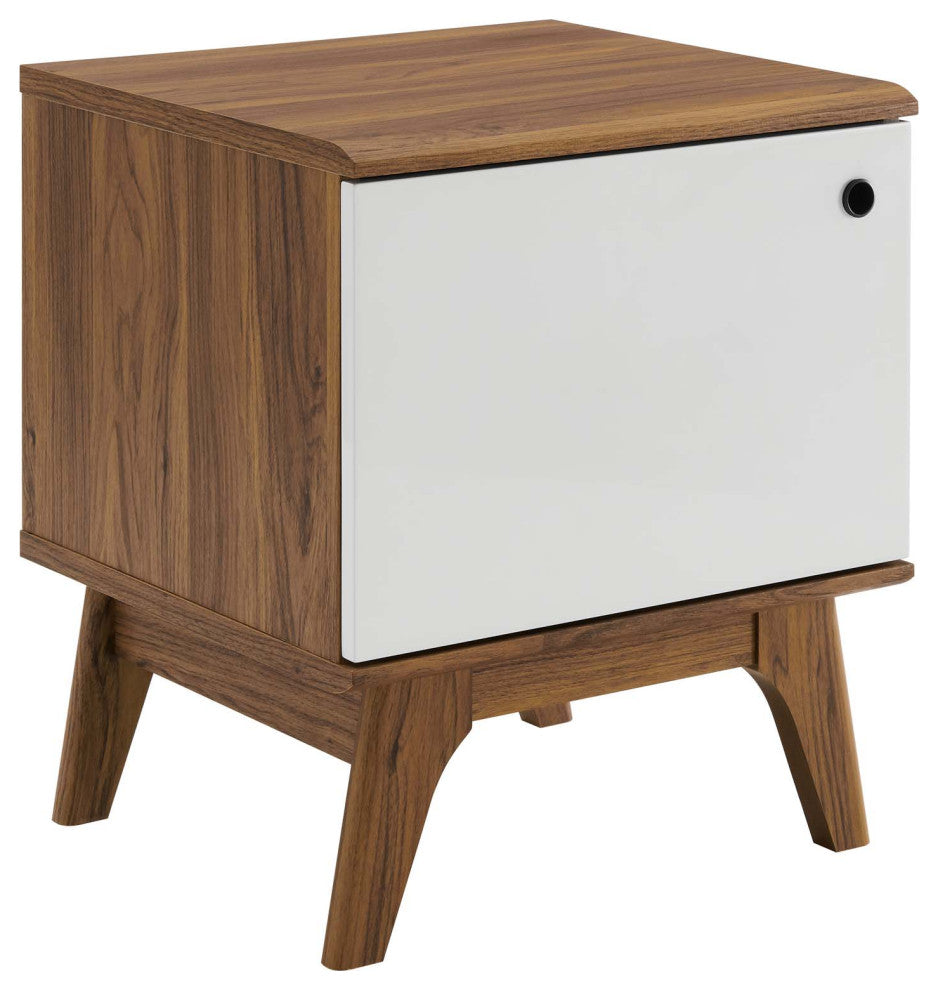 Sofa Side Table Display Stand, Wood, Brown Walnut White, Modern, Lounge