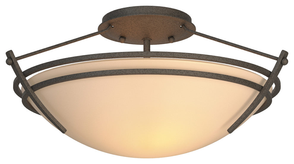 Presidio Tryne Short Semi-Flush, Natural Iron Finish, Sand Glass