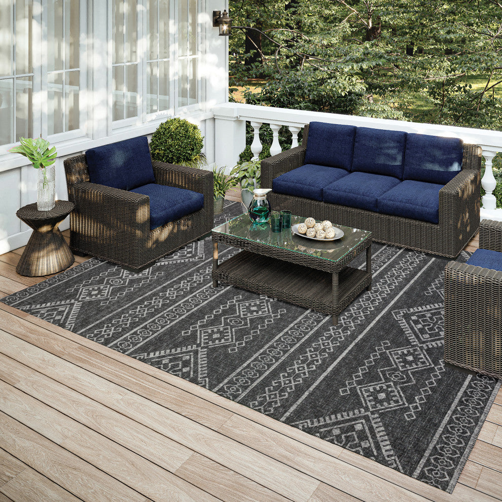 Indoor/Outdoor Sedona SN14 Midnight Machine Washable 3' x 5' Rug