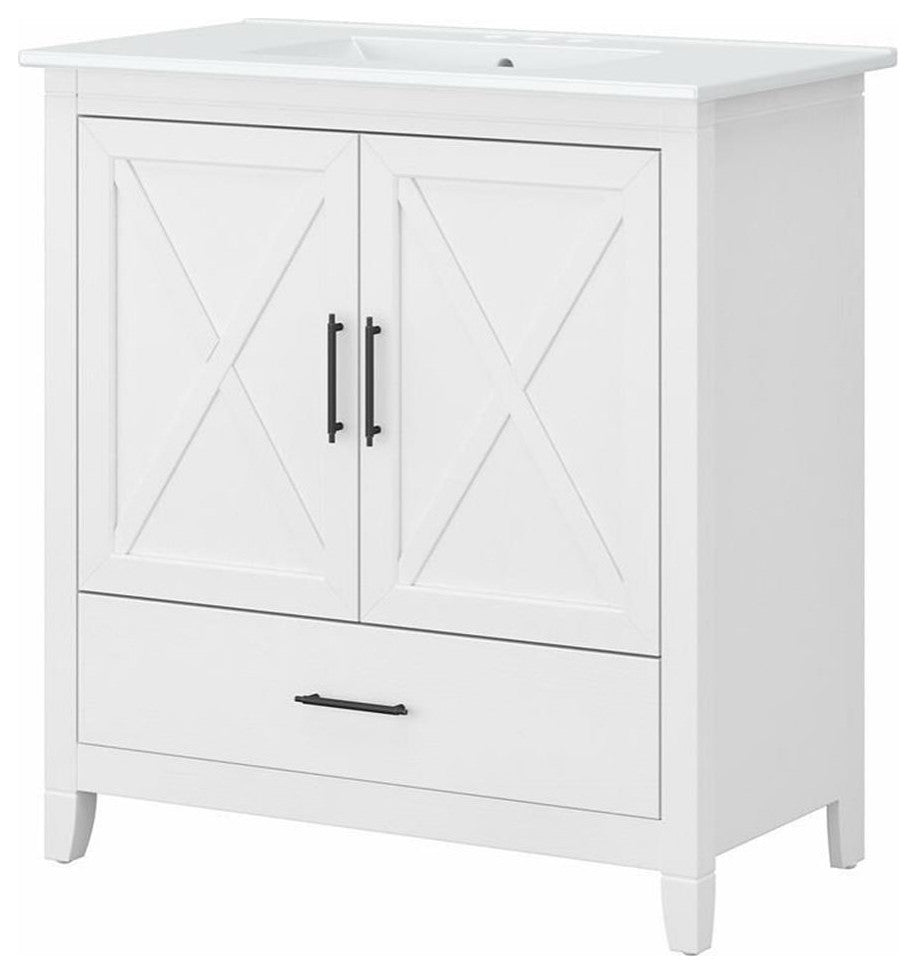 Bush Key West 32" Engineered Wood Bathroom Vanity with Sink in White Ash