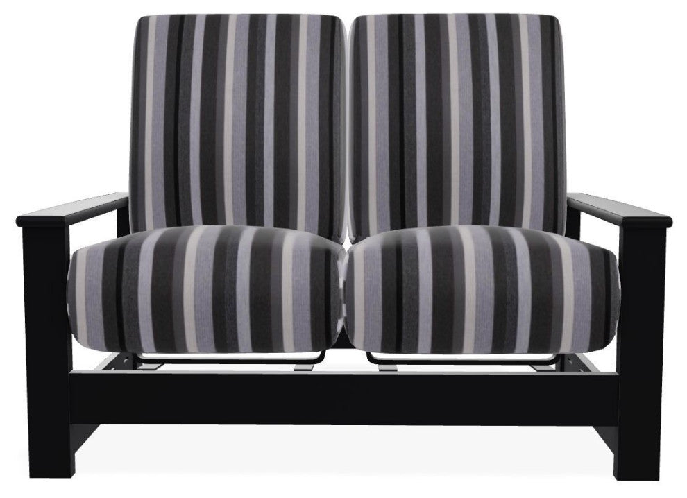 Leeward Deep Seat Outdoor Loveseat with Hidden Motion, Sensory Granite/Black