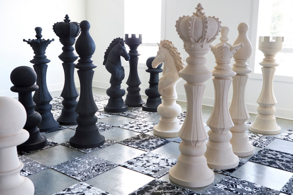 Queen Chess Sculpture, Cast Stone Black