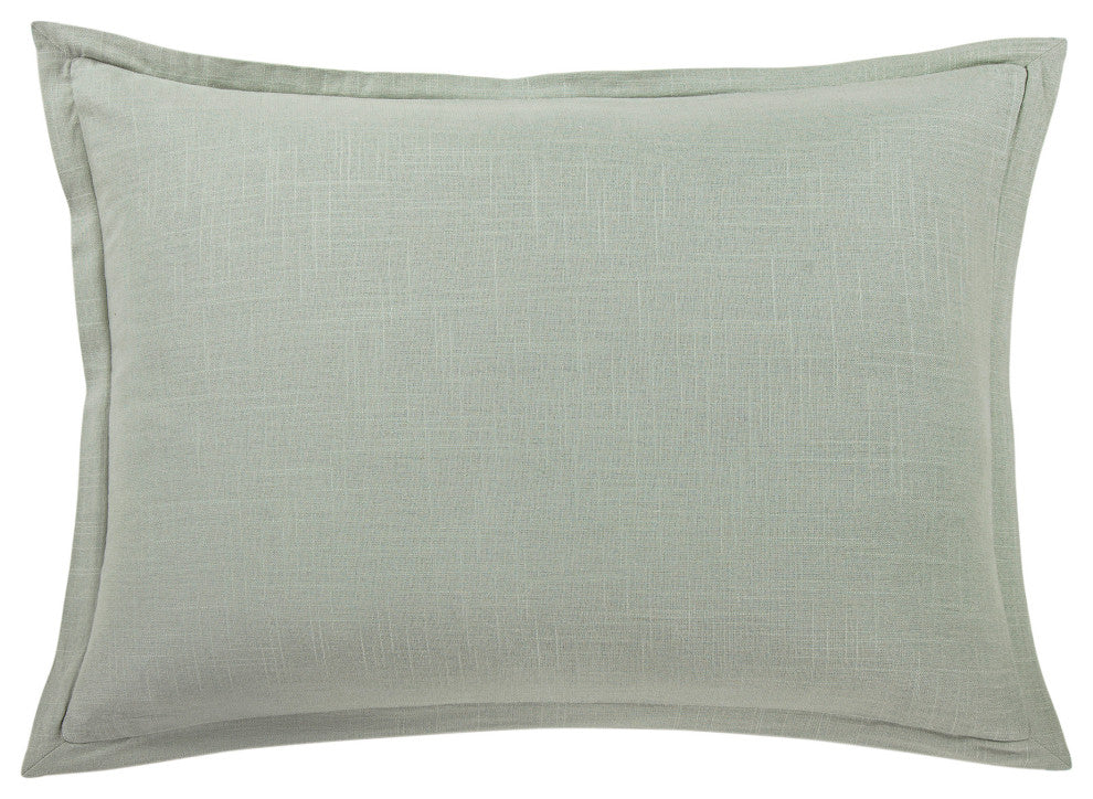 Hera Washed Linen Tailored Pillow Sham, Sage, King