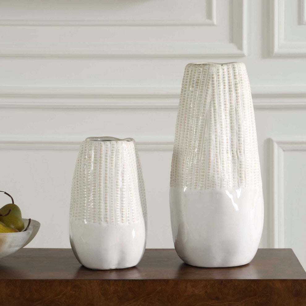 Uttermost Echo Ridge White Vases Set of 2