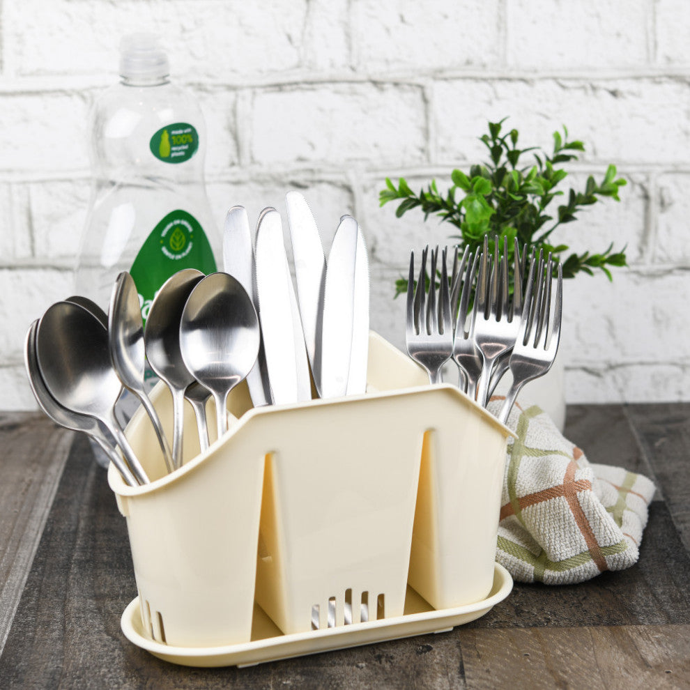YBM Home Multipurpose Cutlery Utensil Drying Rack and Storage Holder, Ivory