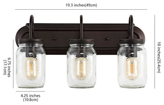 Gaines 19.3" 3-Light Farmhouse Mason Jar LED Vanity, Oil Rubbed Bronze/Clear