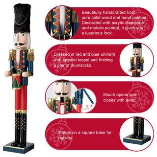36"H Wooden Christmas Drummer Nutcracker