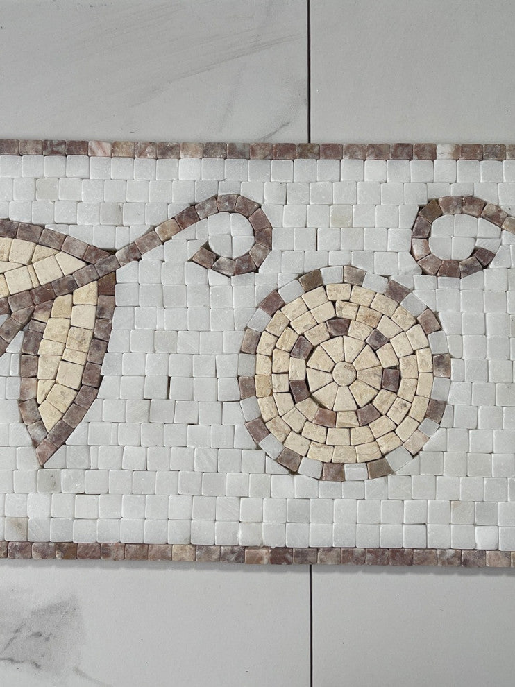 Marble Mosaic Border Listello Tile Dandelion Rojo 6.9x21.7 Tumbled, 1 piece