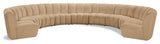 Infinity Channel Tufted Velvet Modular Chair, Camel, 9 Piece