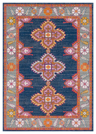 Harput Updated Traditional Dark Blue, Medium Gray Area Rug, 3'11"x5'7"