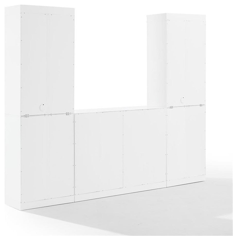 Crosley Furniture Stanton 3-PC Wood/Metal Sideboard And Bar Cabinet Set in White