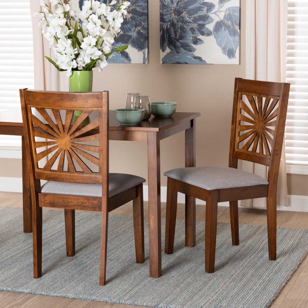 Loni Dining Collection, Gray/Walnut Brown, Dining Chair, Set of 2