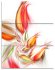 "Orange Pink Fractal Floral Shapes" Metal Wall Art, 3 Panels, 28"x36"