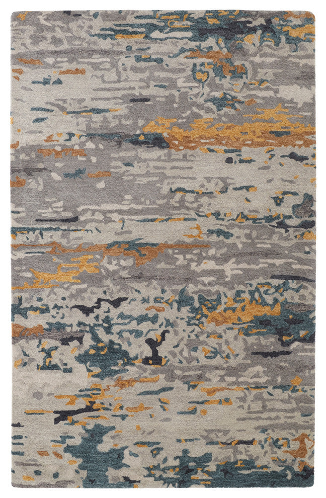 Weave & Wander Everley Wool Rug, Warm Beige/Blue, Rug, Gray, 8'x10'