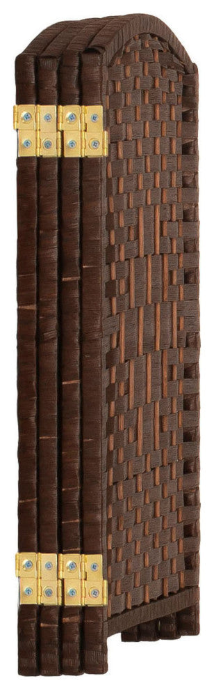2 ft. Short Diamond Weave Fiber Room Divider Dark Mocha 4 Panel
