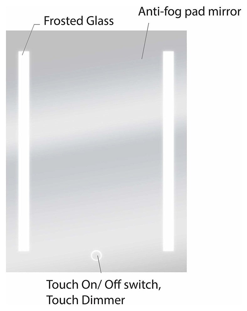 Dyconn Catella Vanity Bathroom LED Mirror With Touch On/OFF & Anti-Fog, 24"w X 3