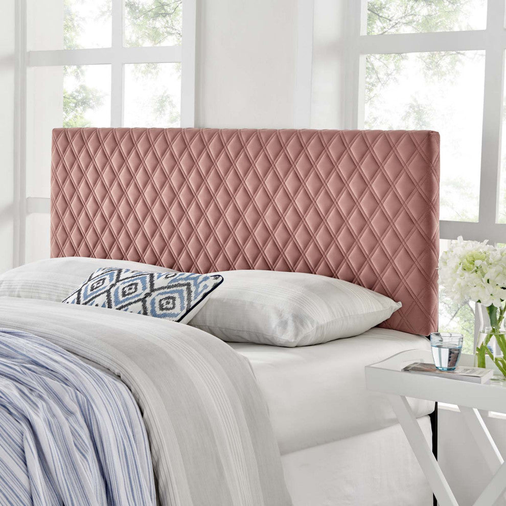 Headboard, King Size, Velvet, Pink, Modern Contemporary, Bedroom Master Suite