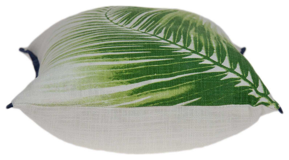 HomeRoots 20" x 0.5" x 14" Tropical Green Cotton Pillow Cover