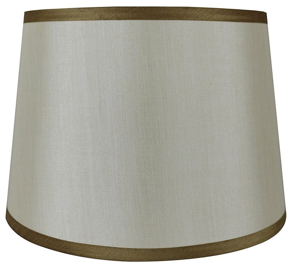 Silk French Drum With Trim, Cream, Gold, 14"