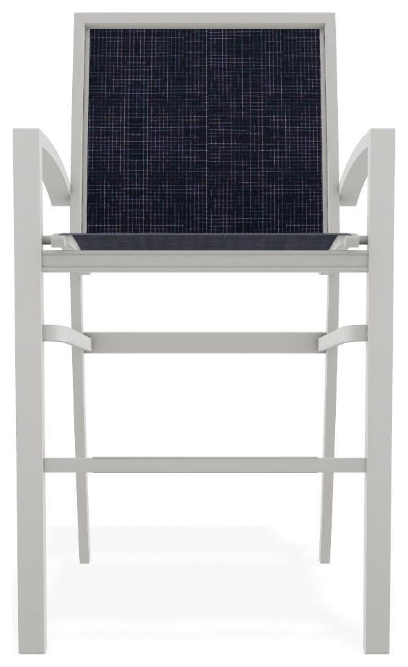 Kendall Sling Bar Height Stackable Outdoor Stool, Moments Navy/Snow