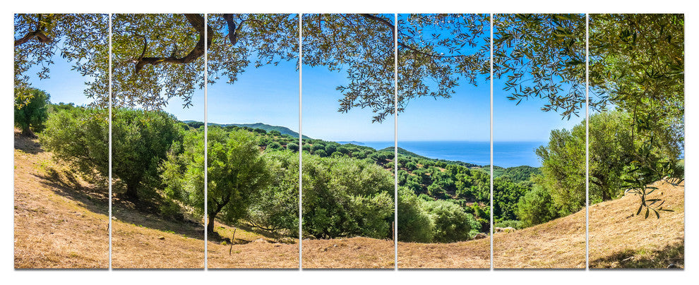 Cilentan Coast Campania Italy, Landscape Canvas Art Print, 83"x32", 7 Panels