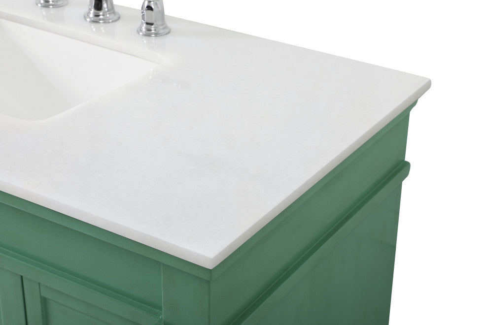 42" Single Bathroom Vanity, Vintage Mint With Ivory White Engineered Marble