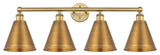 Ballston Cone 4-Light 35" Bath Vanity Light, Brushed Brass