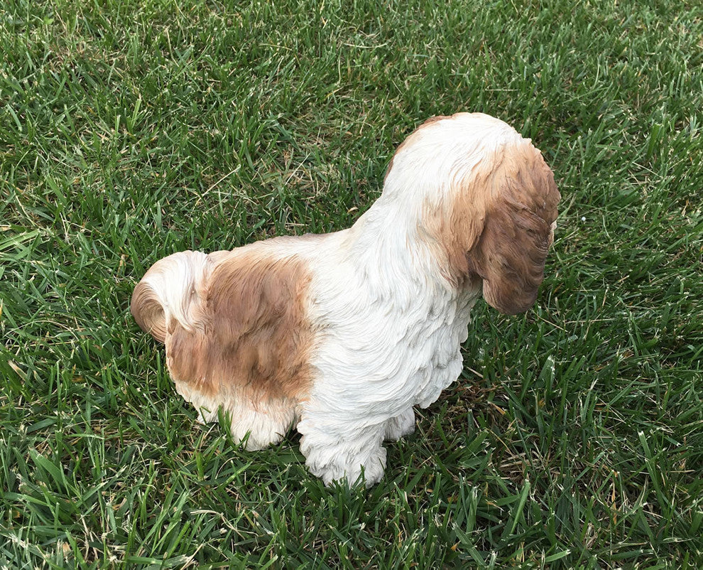 Sitting Brown Shih Tzu Dog Garden Statue, 11"