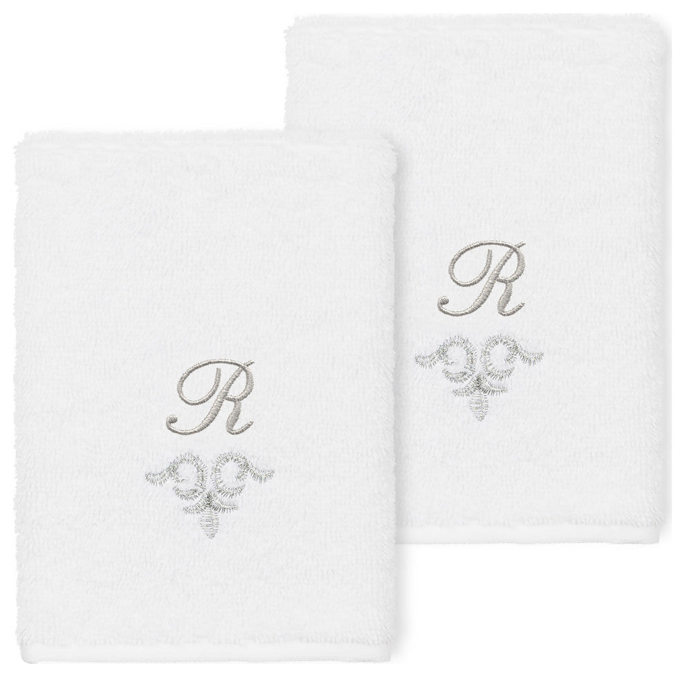 Linum Home Turkish Cotton Monica 2-Piece Embellished Washcloth Set, White