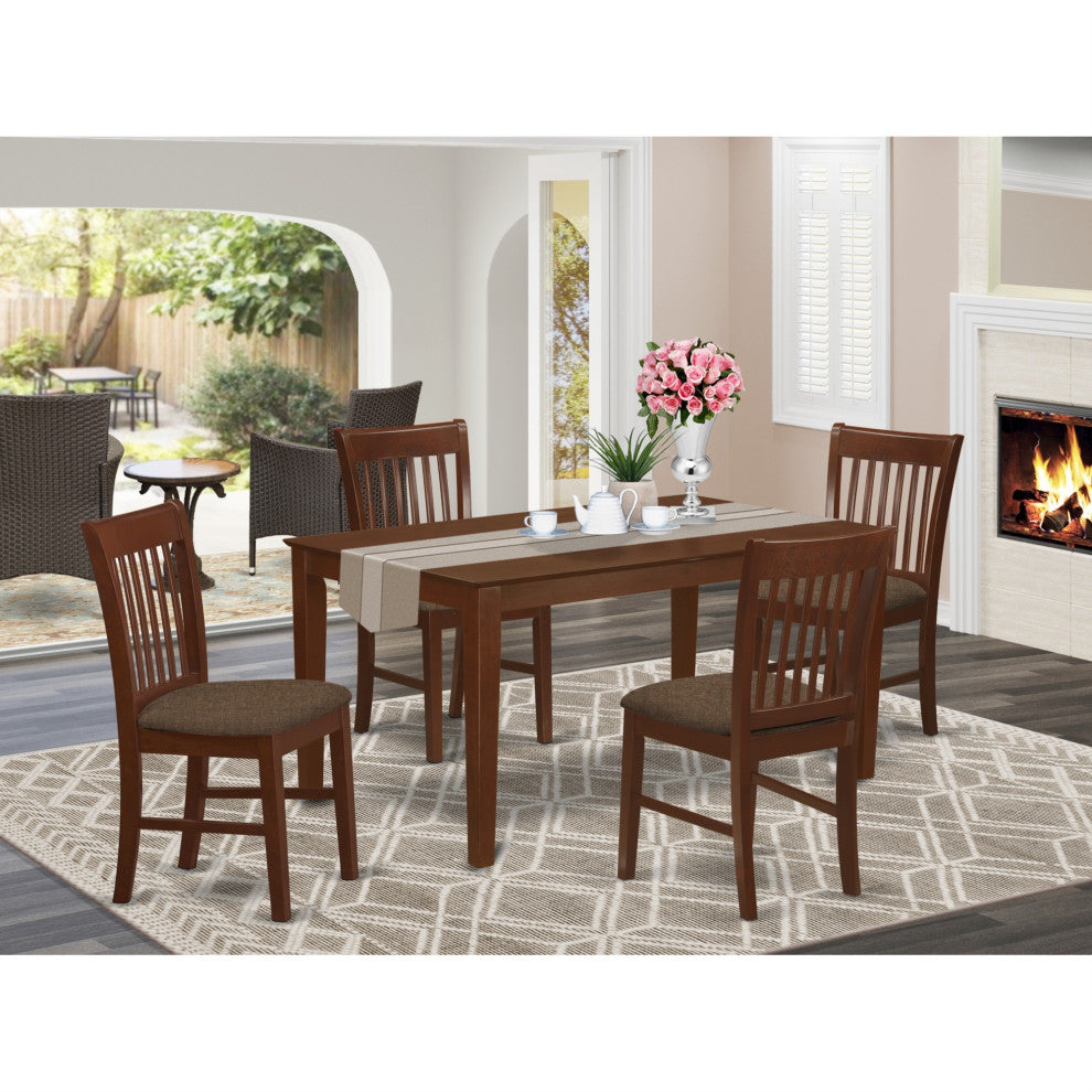 Cano5-Mah-C 5-Piece Dining Room Set-Dining Table And 4 Dining Chairs