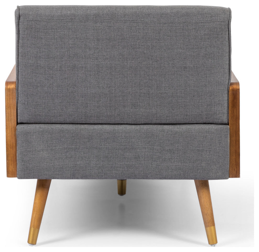 Miles Fabric Chaise Lounge, Gray and Dark Walnut