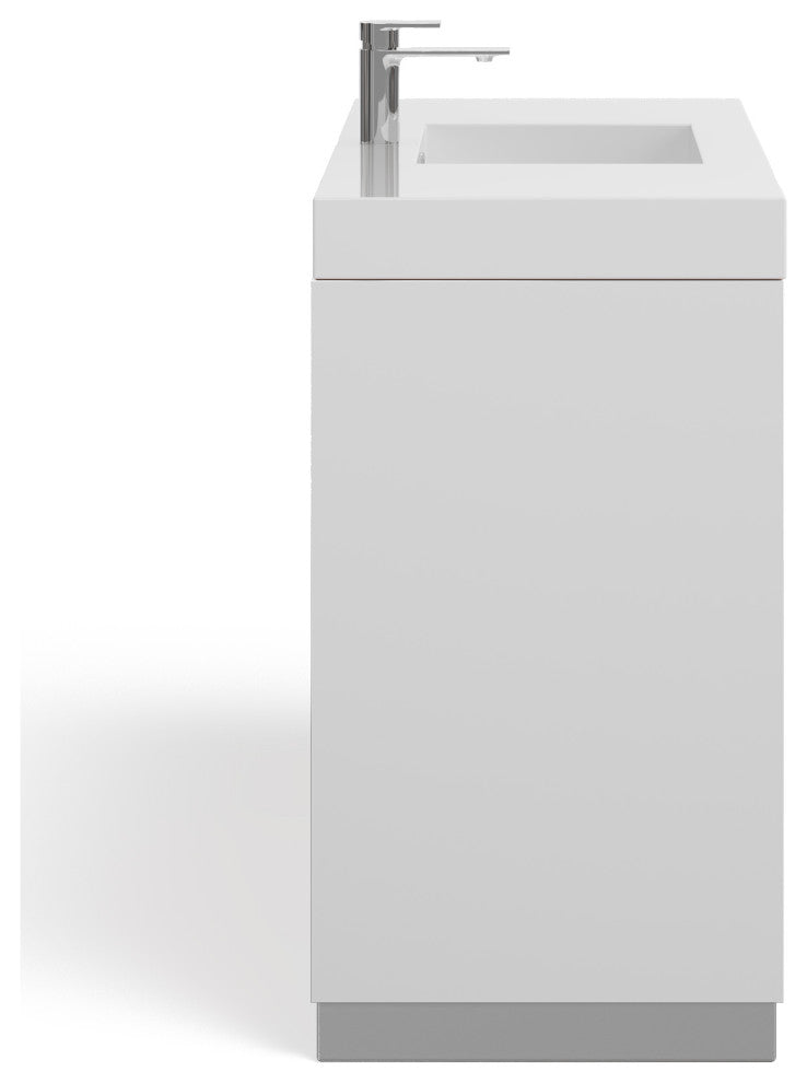 Boutique Bath Vanity, High Gloss White, 48", Single Sink, Freestanding
