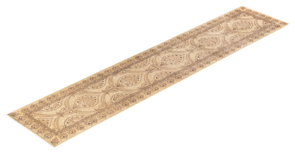 Dutta One-of-a-Kind Hand-Knotted Runner Ivory, 2'7"x12'4"