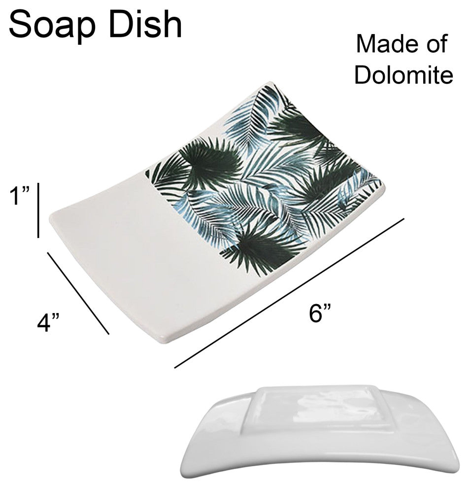 Rectangular Soap Dish Cup Dispenser Tropical