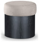Nimes Upholstered Ottoman, Beige, Velour Fur, Black Finish