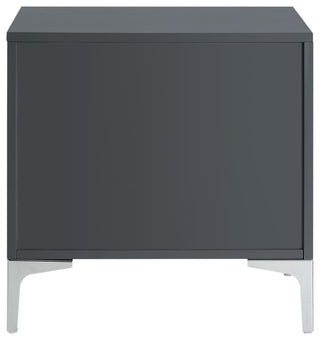 Monica Modern Lacquer Finish Chrome Metal Leg Side Table, Dark Grey